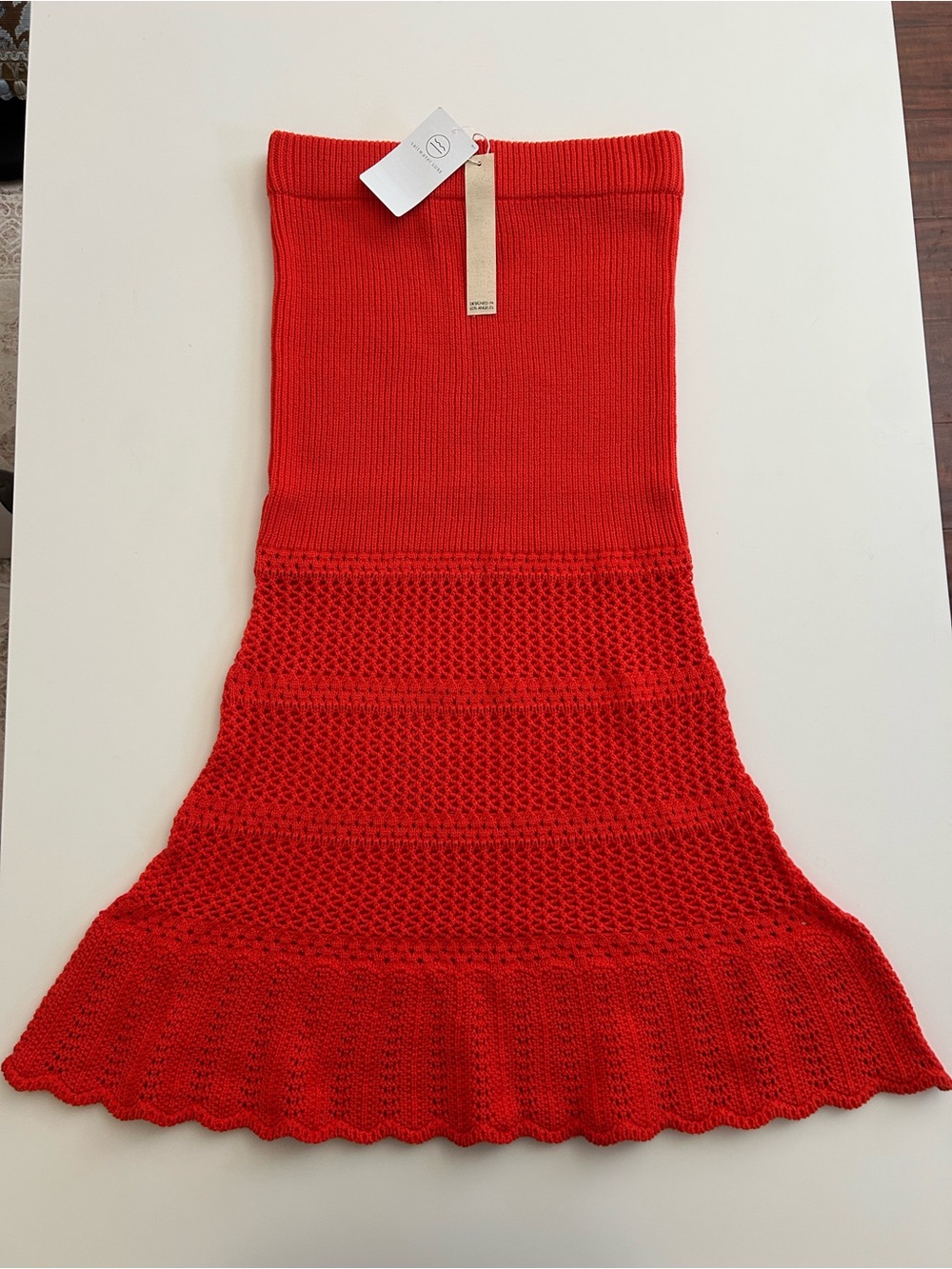 saltwater LUXE Red Ribbed Knit Skirt